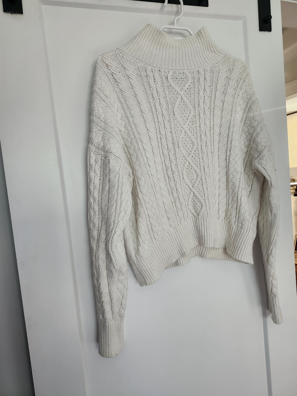 Banana Republic Cream Cable-Knit Turtleneck Sweater - Fall